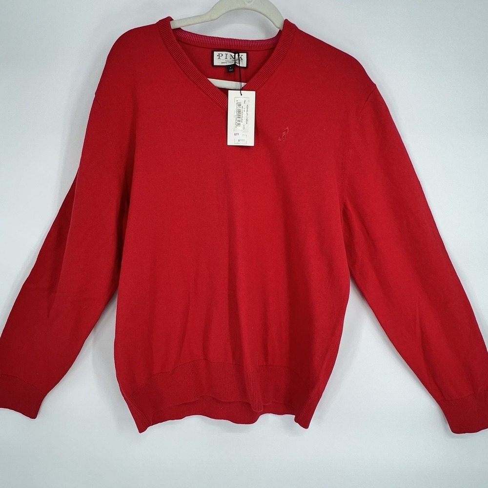 NWT PINK By Victoria Secret Horseley Red V Neck Sweater NWT Size L MSRP $150
